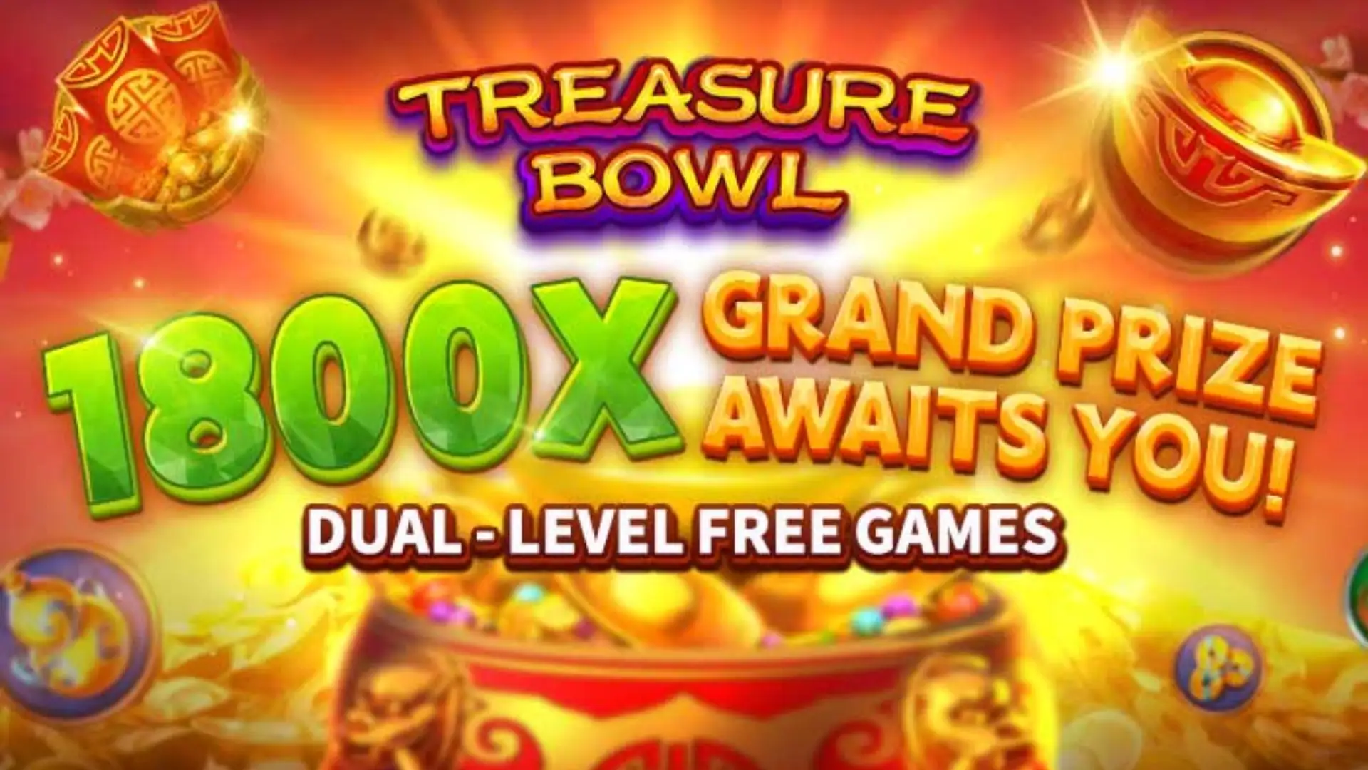 Multiplicadores Treasure Bowl vcjogo - 7777x Máximo com Tigela Dourada